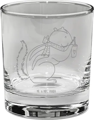Produktbild von Mr. & Mrs. Panda Whiskyglas Eichhörnchen Smoothie - Transparent - Geschenk, Abnehmen, Bourbon Glas, Streifenhörnchen, Green Smoothies, Old Fashioned, Whiskey Tumbler
