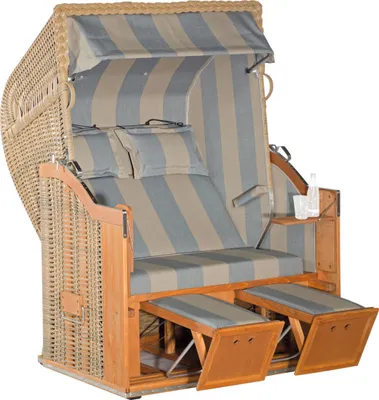 Produktbild von Sonnenpartner Strandkorb Classic 2-Sitzer Halbliegemodell marone/grau mit Sonderausstattung