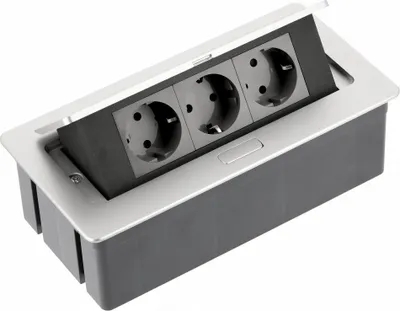 Produktbild von GTV 3-er Einbau-Steckdosenleiste Soft-Touch Silber