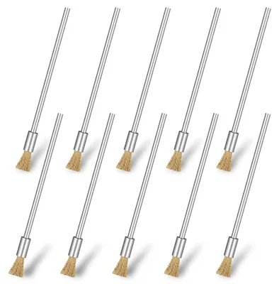 Imagen del producto de TRANKIELO® - 10 unidades de cepillo de alambre de 3 mm - Cepillo de latón y acero para pulir, limpiar y desbarbar