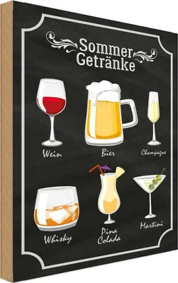 Produktbild von vianmo Holzschild 18x12 cm Sommer Getränke Wein Bier Essen Trinken