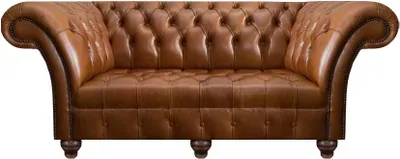 Image de Chesterfield en cuir marron trois places salon Canapés rembourrés modernes