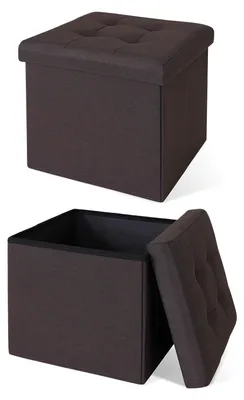 Klappbarer Hocker aus Leinen, 38x38x38 cm, bis 300 kg, braun