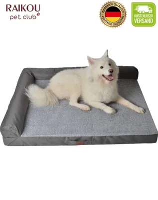 Produktbild von Raikou Hundebett Hundesofa Tierbett Anti Rutsch Hellgrau Melange Gr. 120*90*10cm