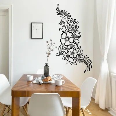 Obrázek produktu pro Decords, nástěnní dekorace – květinové mandaly v stylu henny, 74 x 140 cm