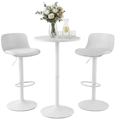 Produktbild von Hocker mit gepolstertem Sitz aus Kunstleder, höhenverstellbar, Farbe: Weiß