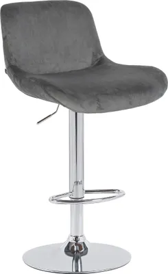 Produktbild von CLP Barhocker Solon Chrom höhenverstellbar und drehbar mit Rückenlehne dunkelgrau Material Samt