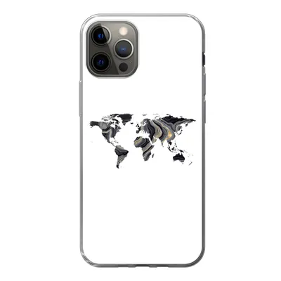 Produktbild von MuchoWow® Handyhülle Schutzhülle Hülle für iPhone 13 Pro Weltkarte - Gold - Linie Silikon Softcase Handy Hülle - Handy-Tasche