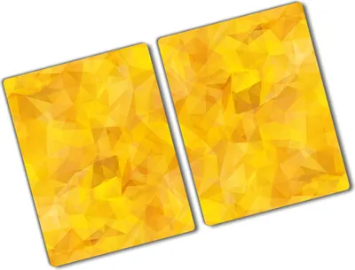 Produktbild von Tulup Glas Herdabdeckplatte - 2x40x52 cm - Glaskeramikkochfeld-Abdeckung Spritzschutz Glasabdeckplatte Kochplattenabdeckung und Schneidebrett - Zweiteilig - Kunst: modern & klassisch - Abstrakte Dreiecke - Gelb