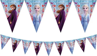 Obrázek produktu pro Folat Folat Procos 91135 - Řetěz z buřtů Frozen 2, délka 2,3 m, girlanda, vlajková dekorace, závěsná dekorace, narozeninová, tematická party