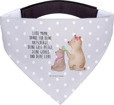 Produktbild von Mr. & Mrs. Panda Halstuch Bär Kind - Grau Pastell - Geschenk, Hund, Bären, Muttertag, Mutter, Mama, Tuch, Für Hunde, Hunde-Halstuch
