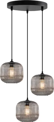 Produktbild von Olucia - CHARLOIS - Pendelleuchte - Grau / Schwarz - 3 Lampen