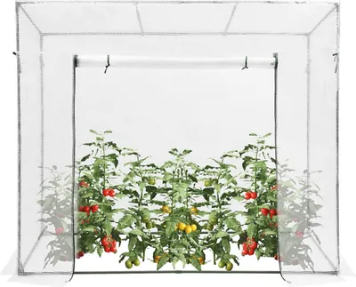 Image de Serre - Serre de jardin en plastique - Avec fenêtre, film maillé en PE, armature en acier, 200 × 77 × 170 cm - Blanc
