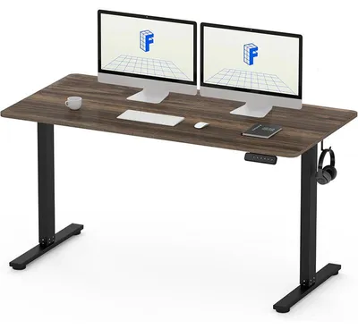 Produktbild von Höhenverstellbarer Schreibtisch QN1D-1460-EUV1, 140 x 60 cm, schwarz/braun