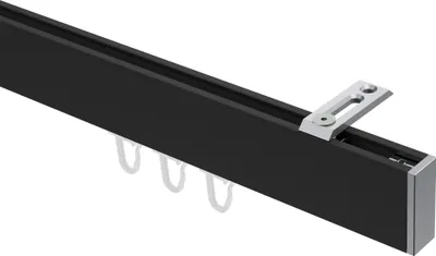 Produktbild von Interdeco Innenlaufstange / Gardinenstange mit Innenlauf Schwarz / Chrom, Typ Smartline Paxo (Kappe) Deckenmontage, 14x35 mm 1-läufig, 360 cm