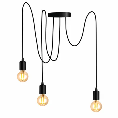 Produktbild von LUMILED Pendelleuchte Hängeleuchte kreativ Kronleuchter Spinne Deckenleuchte Vintage E27 Fassung LED schwarz Metall höhenverstellbar (3 flammig)