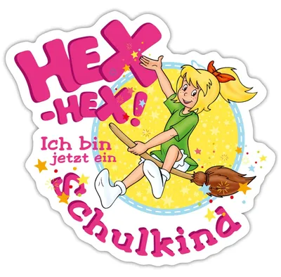 Produktbild von Spreadshirt Bibi Blocksberg Ich Bin Jetzt Ein Schulkind Sticker Aufkleber, 10 x 10 cm, Mattweiß