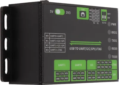 Obrázek produktu pro Převodník USB na UART I2C SPI JTAG Podporuje více rozhraní 3,3V 5V Průmyslový převodník USB z hliníkové slitiny