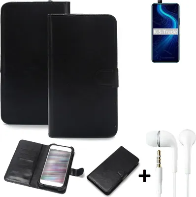 Produktbild von K-S-Trade Wallet Case Handyhülle kompatibel mit Huawei Honor X10 Schutzhülle Flip cover Flipstyle Tasche Hülle Flipcover Slim Bumper schwarz + in