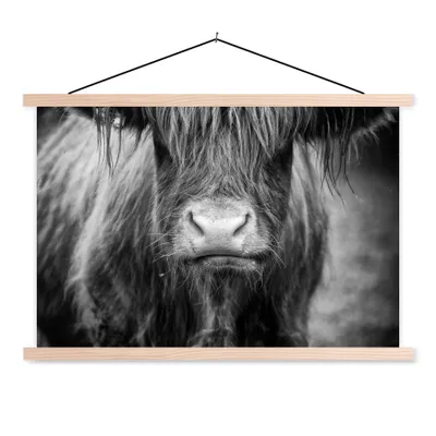 Produktbild von MuchoWow® Textilposter Schottischer Highlander - Haare - Tiere 60x40 cm mit holzfarbenen Rahmen - Bilder