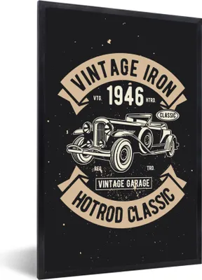 Produktbild von MuchoWow® MuchoWow® Gerahmtes Poster Mancave - Auto - Schwarz - Vintage 60x90 cm - Poster mit zchwarzem Bilderrahmen - Kunst