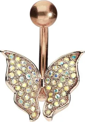 Produktbild von Bauchnabelpiercing Chirurgenstahl Bananabell mit Brass-Design SCHMETTERLING