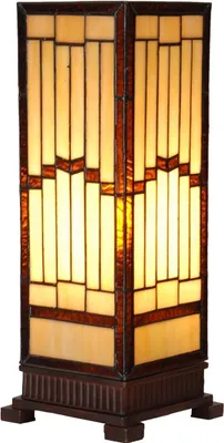 Immagine prodotto di LumiLamp 5LL-6358 Lampada da tavolo Tiffany beige-marrone 17x17x44 cm E27 Vetro e poliresina