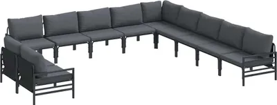 Immagine prodotto di Set divano da giardino vidaXL con cuscini, 11 pezzi, acciaio nero