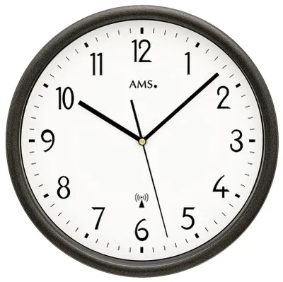 Zdjęcie produktu dla AMS 5576G - Radiowo sterowany zegar ścienny. Obudowa metalowa, szkło mineralne, precyzyjny mechanizm