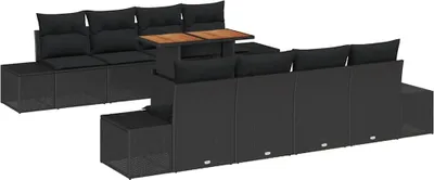 Produktbild von vidaXL Garten-Sofa-Set 9 stk. Schwarz Poly Rattan