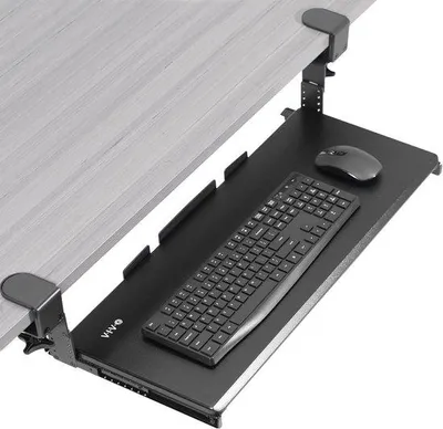 Productafbeelding van In hoogte verstelbare toetsenbordlade onder het bureau met C-klem, 27 x 11 inch