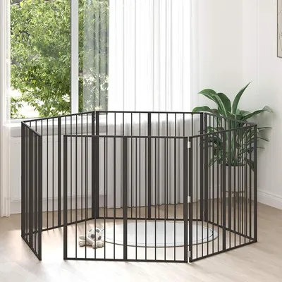 Imagen del producto de Jaula para perros, juego de 6 piezas, color , 100 x 100 cm, acero galvanizado. Ideal para áreas de juego y paseos libres para cachorros, corral, jaula, valla, recinto para animales, protección para el hogar o el apartamento