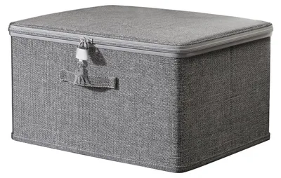 Produktbild von Abschließbare Aufbewahrungsbox mit 4 Schlössern, stabiler Organizer für Kleidung und Spielzeug (grau, 40 x 30 x 21 cm)