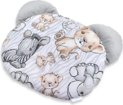 Obrázek produktu pro Pepi Cuddly Cushion - polštářek s medvídkem - 50×50 cm - dětský polštářek Dekorativní polštářek do dětského pokoje - plyšový medvídek Cuddly Toy - Safari s šedým sametem