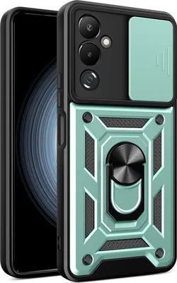 Produktbild von Hülle für Tecno Pova 4 mit Ring Ständer Halter Dia Kameraschutz TPU PC Hybrid Handyhülle Grün