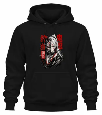 Imagen del producto de Sudadera con capucha estilo "onna-musha" japonesa, diseño de máscara Hannya, color , talla S