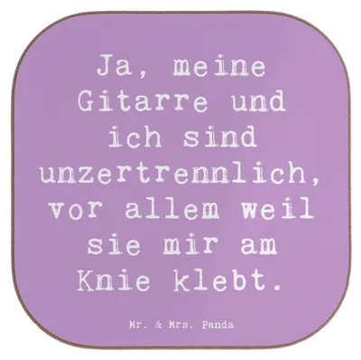 Produktbild von Mr. & Mrs. Panda Holzuntersetzer Spruch Gitarre Freund - Lavendeltraum - Geschenk, Liebe, Lernen, Untersetzer für Gläser, Freiheit, Musiker, Musik, gläseruntersetzer
