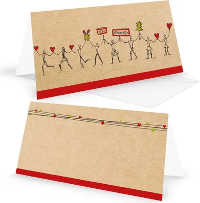 Produktbild von Herzmensch Weihnachtskarten DIN lang braun rot & passende Umschläge 10 Stück10 Stück