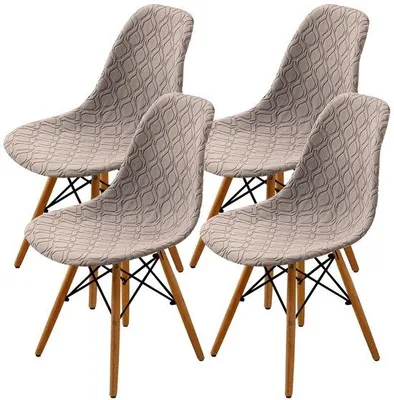 Image de Housses stretch pour chaises Unyqoos®, lot de 4, couleur kaki – housses extensibles lavables, adaptées à la plupart des chaises de salle à manger, protégeant contre les taches et l'usure