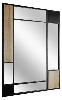 Image de STYLER Miroir mural rectangulaire de 69x95 cm, avec cadre en MDF, décoration murale pour salon, chambre, hall, style industriel, bords noirs