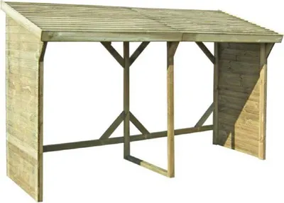 Produktbild von Kaminholzunterstand 03 - Abmessungen: 284 x 90 x 183 cm (L x B x H)