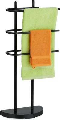 Obrázek produktu pro Stojan - Kov - Moderní - Rozměry (v x š x h): 83 x 39 x 18 cm - Samostatně stojící - Držák ručníků - Koupelna - Černý