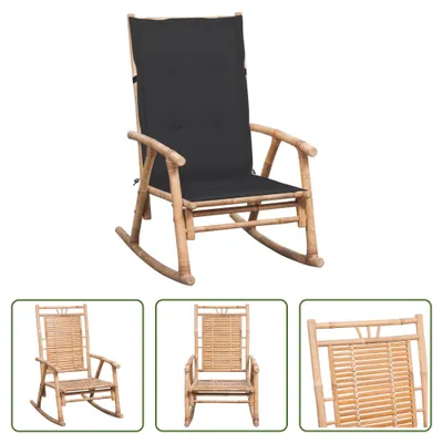 Produktbild von The Living Store Schaukelstuhl mit Kissen Bambus