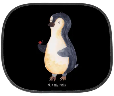 Produktbild von Mr. & Mrs. Panda Sonnenschutz Auto Pinguin Marienkäfer - Schwarz - Geschenk, Sonnenblende, saugnapf, Hitzeschutz, Wunder, Aufmerksam, Kleine, Liebe, Pinguine, Fenster