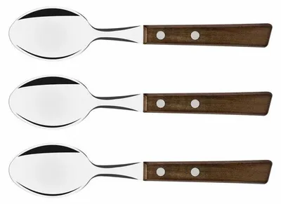 Produktbild von Tramontina TRADICIONAL Tafellöffel Set, 3-tlg., Speiselöffel, Esslöffel, Löffel, Edelstahl / Holz, 22203-300