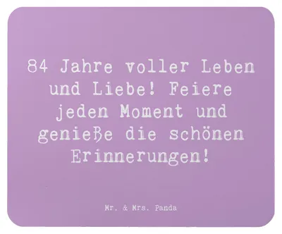 Produktbild von Mr. & Mrs. Panda Mauspad Spruch 84. Geburtstag Leben und Liebe - Lavendeltraum - Geschenk, Lebensfreude, laptop mousepad, Glückwunsch, Alter, Happy Birthday, Mouse Pad