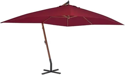 Imagen del producto de Silecomplaza: Parasol con mástil de madera | Parasol para mercado, balcón, jardín, terraza. Protección solar, rectangular | 400x300 cm, color burdeos