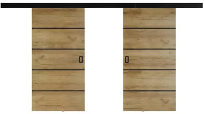 Produktbild von KIER FURNITURE Schiebetür Komplettset WERDI PLUS DUO Sliding Door, Raumteiler Schiebetür Eiche Craft 172x205x1,6 cm