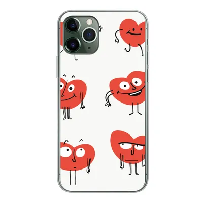 Produktbild von MuchoWow® Handyhülle Schutzhülle Hülle für iPhone 11 Pro Eine Illustration von neun Herzen mit Emotionen Silikon Softcase Handy Hülle - Handy