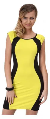 Produktbild von Longshirt Tunika Top Minikleid zweifarbig, S/M; Gelb
